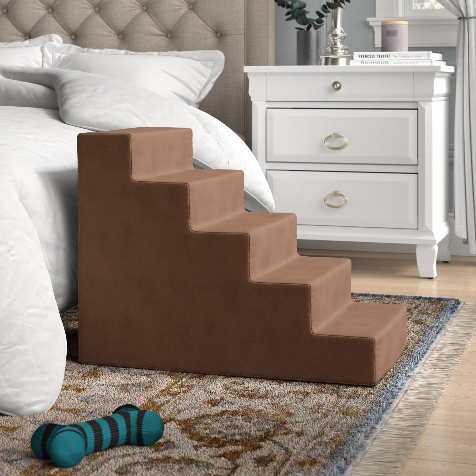 Grommit High Density Foam 5 Step Pet Stair Archie Oscar Color Brown